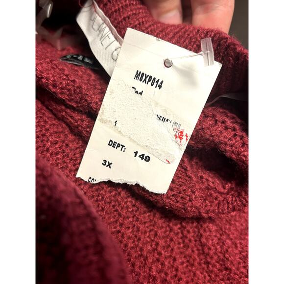 Planet Gold NWT Plus Size Button Detail Striped Pullover Sweater Beet Red 3X - Picture 4 of 7